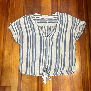 Vixbe blue striped tie top. Size M
